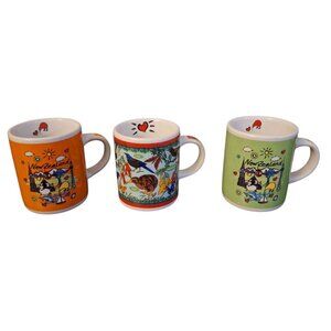 New Zealand Mug Cup Mini Espresso Vintage Set of 3 Unmarke Small Kiwi Bird Sheep